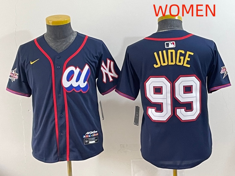Women 2025 New York Yankees #99 Judge Drak Blue All star Blank Blue Nike MLB Jersey style ->women mlb jersey->Women Jersey